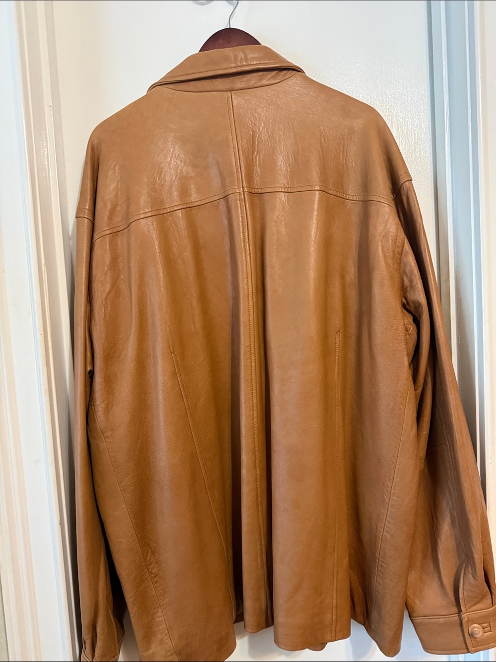 Tommy Bahama Caramel Leather Trench Coat - Picture 3 of 4